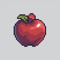 Pixel art illustration Apple Fruit. Pixelated Red Apple. Red Apple Fruit pixelated for the pixel art game and icon for website and game. old school retro. vector