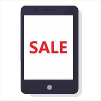 A smartphone screen, word SALE in red letters vector