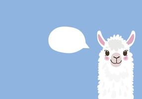Llama with Speech Bubble on Blue Background vector