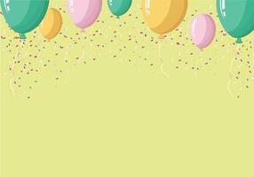 Balloons and Confetti on Yellow Background Banner vector