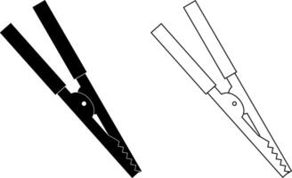 crocodile clip or alligator clip icon set vector