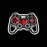a red and black game controller on a black background vector