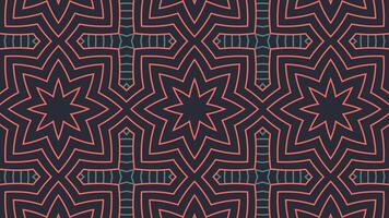 Kaleidoscope pattern with red and blue lines on black background. Suitable for abstract backgrounds, digital designs, modern art concepts. video