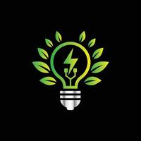an electric plug with leaves and a green light vector
