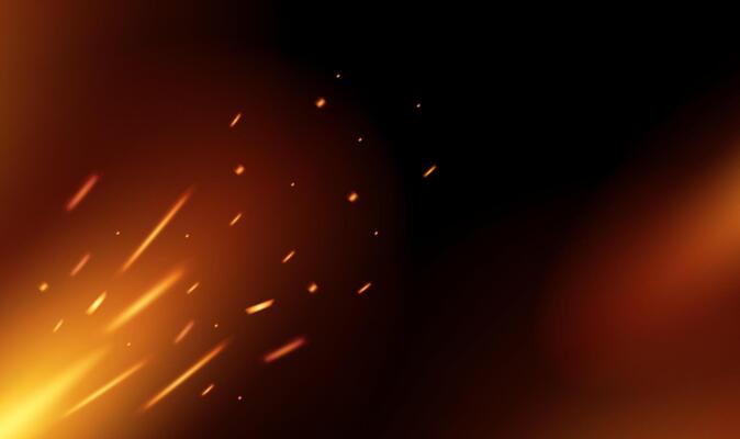 Fire Blurred Sparks on Black Background