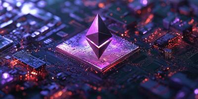 Central Ethereum Symbol in a Decentralized System Design photo
