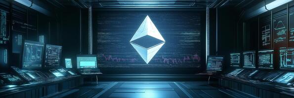 Ethereum Symbol Shown as a Digital Contract Within a Secure System photo