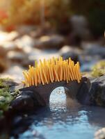 Tiny Bridge Built with French Fries photo