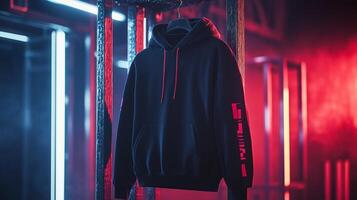 Black Hoodie with a Digital Tech Design photo