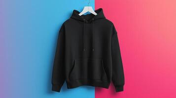 Black Hoodie with Custom Graphics Highlighted in Product Photography photo