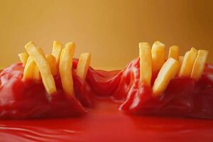 French Fries Constructing a Path Between Ketchup Peaks photo
