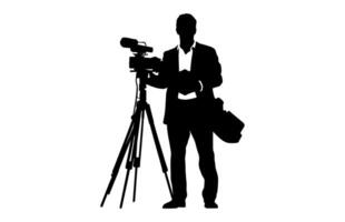 Camera Man Black Silhouette isolated on a white background vector