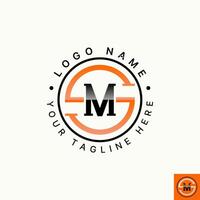Logo design graphic concept creative premium stock letter initial SM or MS font badge emblem line circle. Related monogram typography branding vector