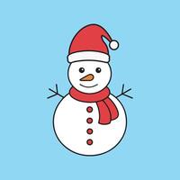 Cute snowman Christmas character icon. Snowman flat icon. Snowman with a red hat. illustration. vector
