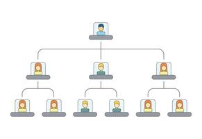 Organization Chart Infographics with People Icon and Abstract Line, Business Structure, Hierarchy of employees, org Illustration. vector