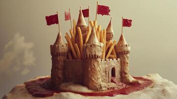 French Fry Castle with Towers in a Playful Design photo