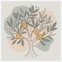 Majestic Olive Tree Illustration, Timeless Symbol of Mediterranean Elegance vector
