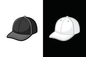 Black and white Color Cap Hat Mock up silhouette vector