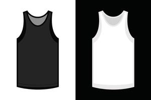 Men Tank Top Black and white Color Mock up vector