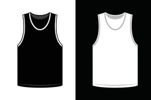 Men Tank Top Mock up Black and white Color vector