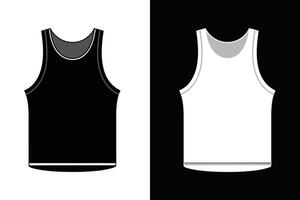 Men Black and white Color Tank Top Mock up vector