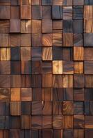 Wood decking composed of various textured wooden tiles in natural colors photo