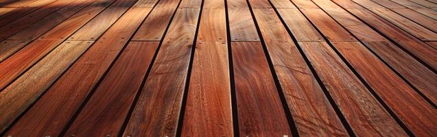 Wood decking on a sunny afternoon at a backyard terrace photo