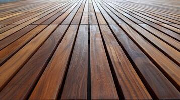 Close-up of wooden decking boards arranged in a parallel pattern photo