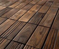Natural wood decking arranged in a geometric pattern photo