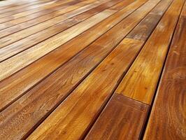 Wood decking arranged in a warm-toned pattern on a sunny day photo