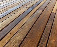 Wood decking with rich grain patterns in natural light photo