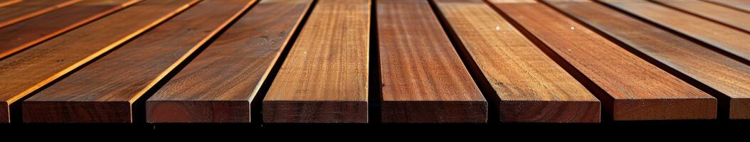 Close-up of wooden decking planks on a sunny day photo