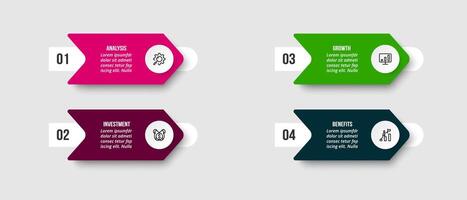 Arrow label infographic template with workflow. vector