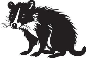 Opossum Silhouette Illustration White Background vector