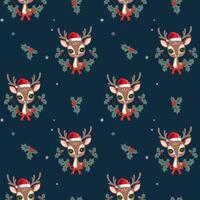 Seamless pattern with cute reindeer. Christmas backgrounds. New year decorations. Xmas pattern. vector