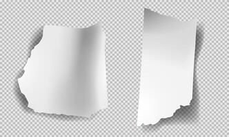 Set of realistic torn sheets. Pieces of torn white pages. Ripped sheets. Jagged edges vector