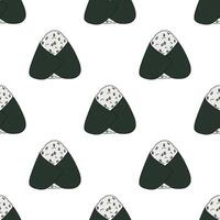 Seamless pattern with onigiri for decorative print, wrapping paper, menu, wallpaper and fabric vector