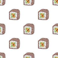 Seamless pattern with sushi roll for decorative print, wrapping paper, menu, wallpaper and fabric vector