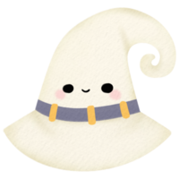 acquerello illustrazione di un adorabile bianca strega cappello con un' viola cintura e un' sorridente viso png