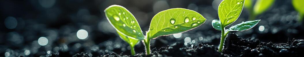 Soybean seedlings thriving in a field during early growth stage photo