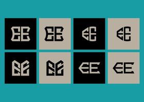EE minimalist and classic logo set design.EE monogram polygonal and circle shape . EE unique design. vector