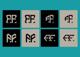 FF minimalist and classic logo set design.FF monogram polygonal and circle shape . FF unique design. vector