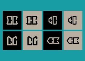 CC minimalist and classic logo set design.CC monogram polygonal and circle shape . CC unique design. vector