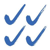 A variety of blue brush stroke check marks for confirmation, approval, verification, or completion. vector
