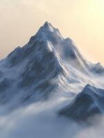 Foggy evening view of majestic mountains at twilight photo