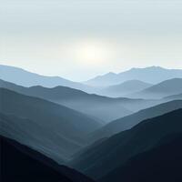 Evening fog blankets the mountains in soft hues photo