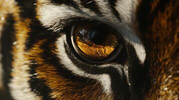 Close-up view of a tiger's striking amber eye in natural light photo