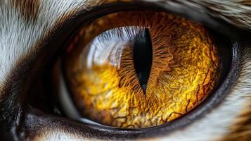 Close-up of a tiger's striking amber eye in natural light photo
