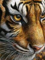 Close-up view of a tiger's striking eye in natural habitat photo