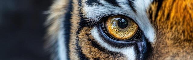 Close-up of a tiger's eye showing intricate patterns and colors photo